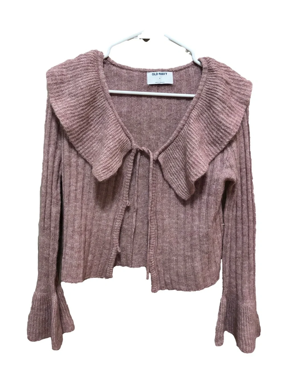 Old Navy Women's Rose-Pink Ribbed Tie-Front Cardigan